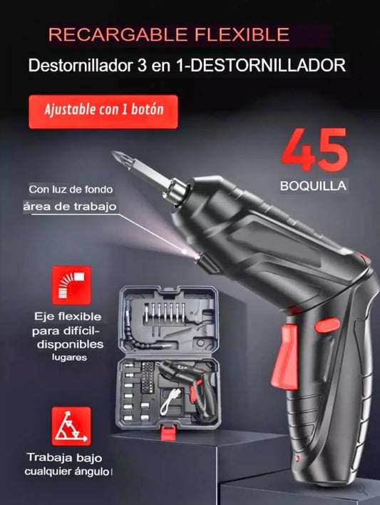 ⚡DESTORNILLADOR ELÉCTRICO INALÁMBRICO DE 47 PZAS. Y LUZ LED INTEGRADA+ EXTENSIBLE 🔥 | ENVÍO PERÚ